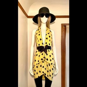 Yellow Plunged Neck Dress - Sz = Sm